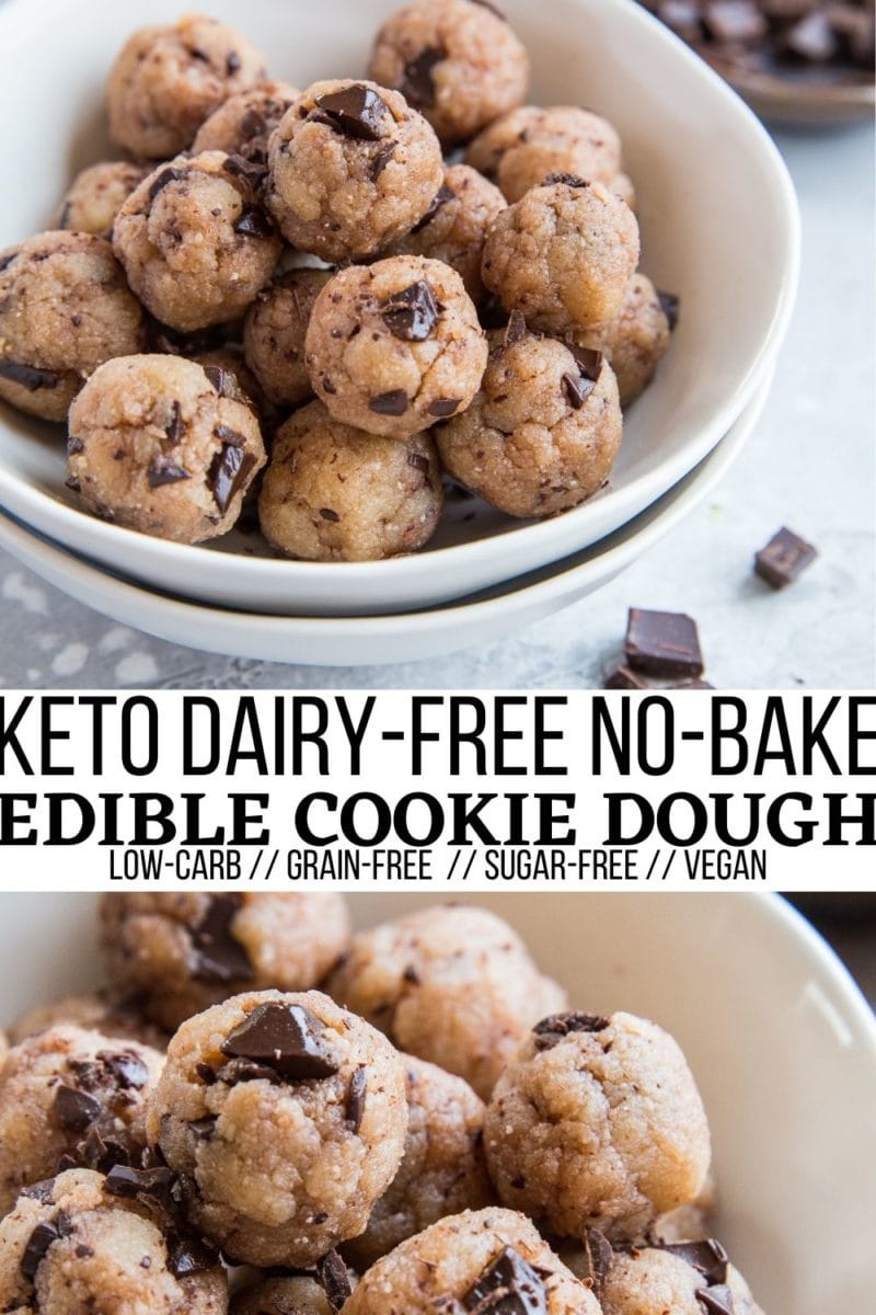 Grain-free, sugar-free, low-carb Keto Edible Cookie Dough - vegan egg-free cookie dough with only a few ingredients and a few minutes!