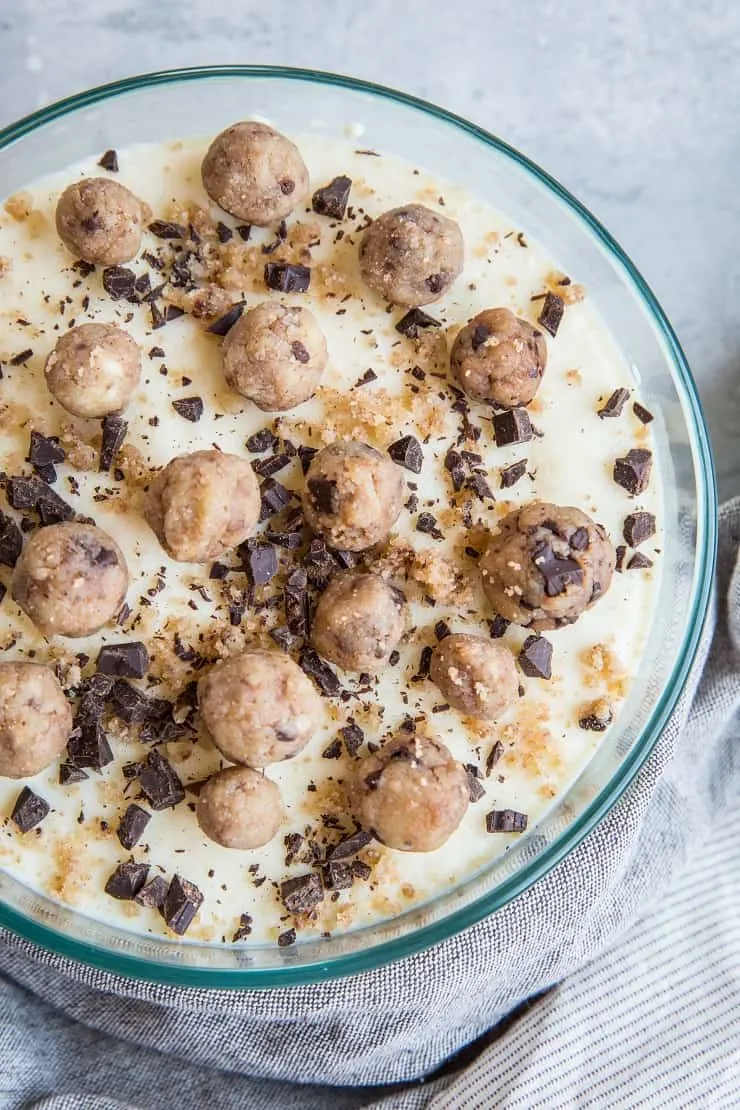 Keto Cookie Dough Ice Cream - low-carb homemade ice cream with grain-free cookie dough bites. This delicious ice cream is better than store-bought!