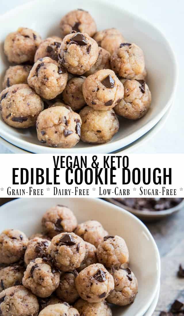 Keto Edible Cookie Dough (Vegan) - Grain-free, sugar-free, low-carb cookie dough makes for the perfect dessert for cookie lovers | TheRoastedRoot.com @TheRoastedRoot #glutenfree #keto