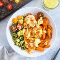 Low-FODMAP Orange-Marinated Chicken Bowls with Zucchini "Rice" and Roasted Carrots - a nutritious low-carb, keto, paleo dinner recipe that's easy to make any night of the week! | TheRoastedRoot.com #glutenfree