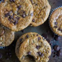 Grain-Free Paleo Chocolate Chip Zucchini Muffins - made grain-free with almond flour and refined sugar-free with pure maple syrup and banana, dairy-free and healthy | TheRoastedRoot.com | Made easily in your blender #glutenfree