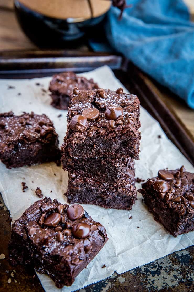 Paleo Vegan Fudge Brownies (with a Keto option) - grain-free, refined sugar-free, dairy-free, egg-free, and insanely rich and delicious