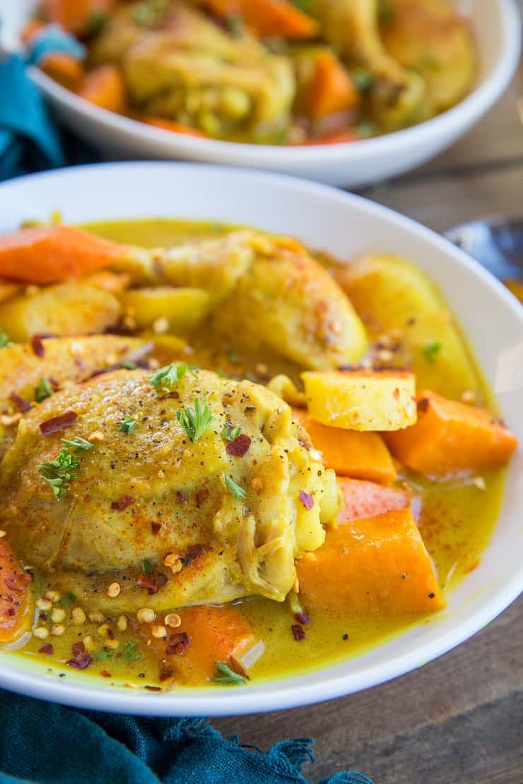 Instant Pot Turmeric Chicken with Carrots, Parsnips, and Sweet Potatoes - a clean and healthy meal perfect for any night of the week