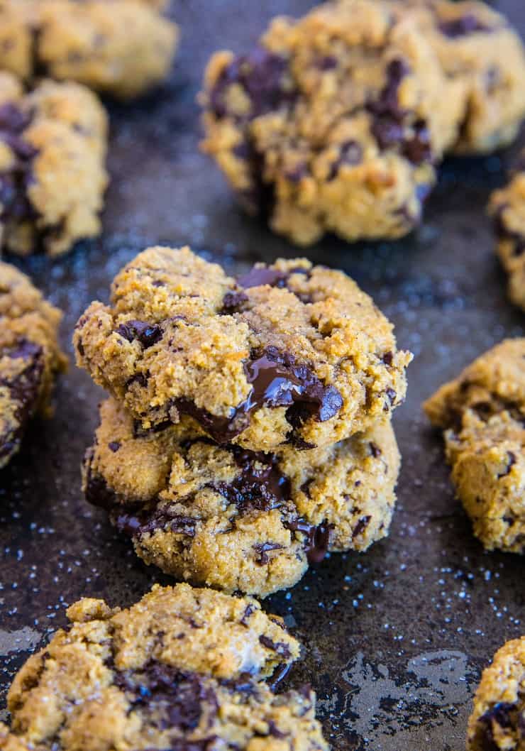 Paleo Pumpkin Chocolate Chip Cookies-kornfri, raffinerad sockerfri, mjölkfri och hälsosam | TheRoastedRoot.com