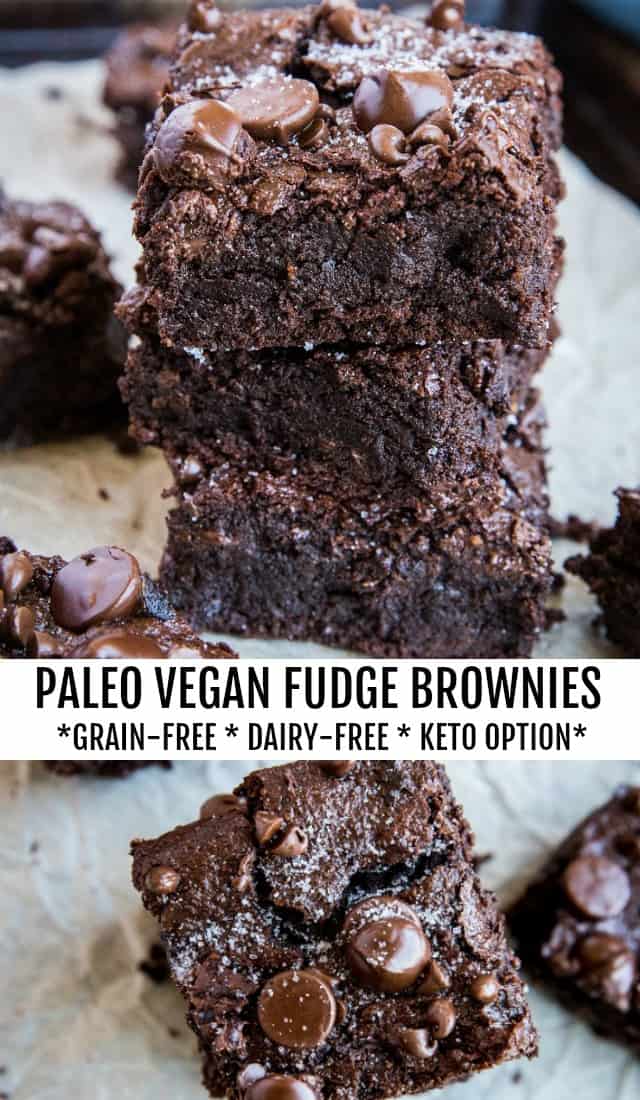 Paleo Vegan Fudge Brownies - grain-free, refined sugar-free, and dairy-free + a low-carb/keto option | TheRoastedRoot.net #dessert #chocolate #healthy