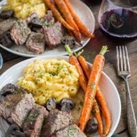 Slow Cooker Bison Roast with Mashed Rutabaga and Gravy, and Roasted Carrots - this sexy Paleo meal is perfect for date night.