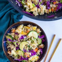 Vegetable Quinoa Fried "Rice" - a healthy take on fried rice loaded with fresh vegetables for the protein-conscious vegetarian