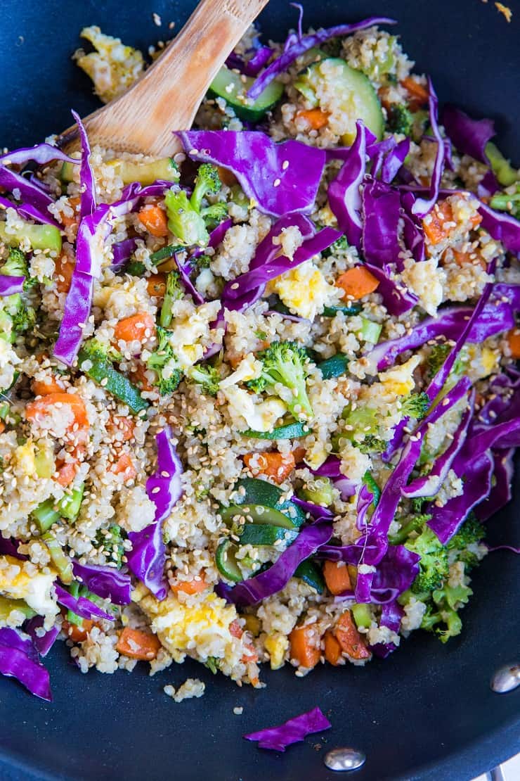 Vegetable Quinoa Fried "Rice" - a healthy take on fried rice loaded with fresh vegetables for the protein-conscious vegetarian