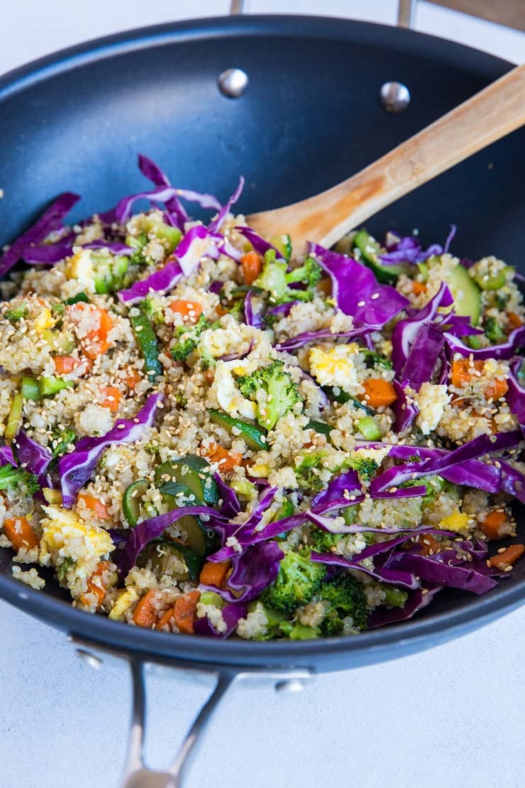 Vegetable Quinoa Fried "Rice" - a healthy take on fried rice loaded with fresh vegetables for the protein-conscious vegetarian