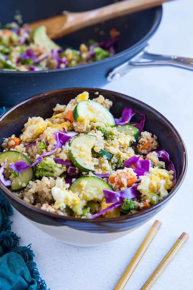 Vegetable Quinoa Fried "Rice" - a healthy take on fried rice loaded with fresh vegetables for the protein-conscious vegetarian