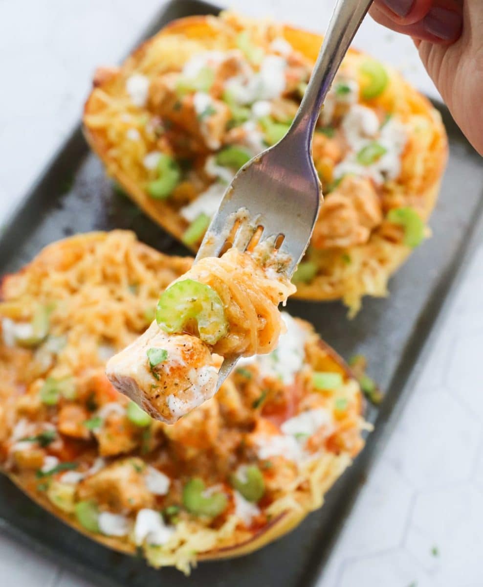 Buffalo Chicken Spaghetti Squash