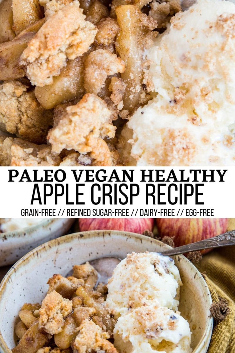 Collage for Pinterest for healthy apple crisp