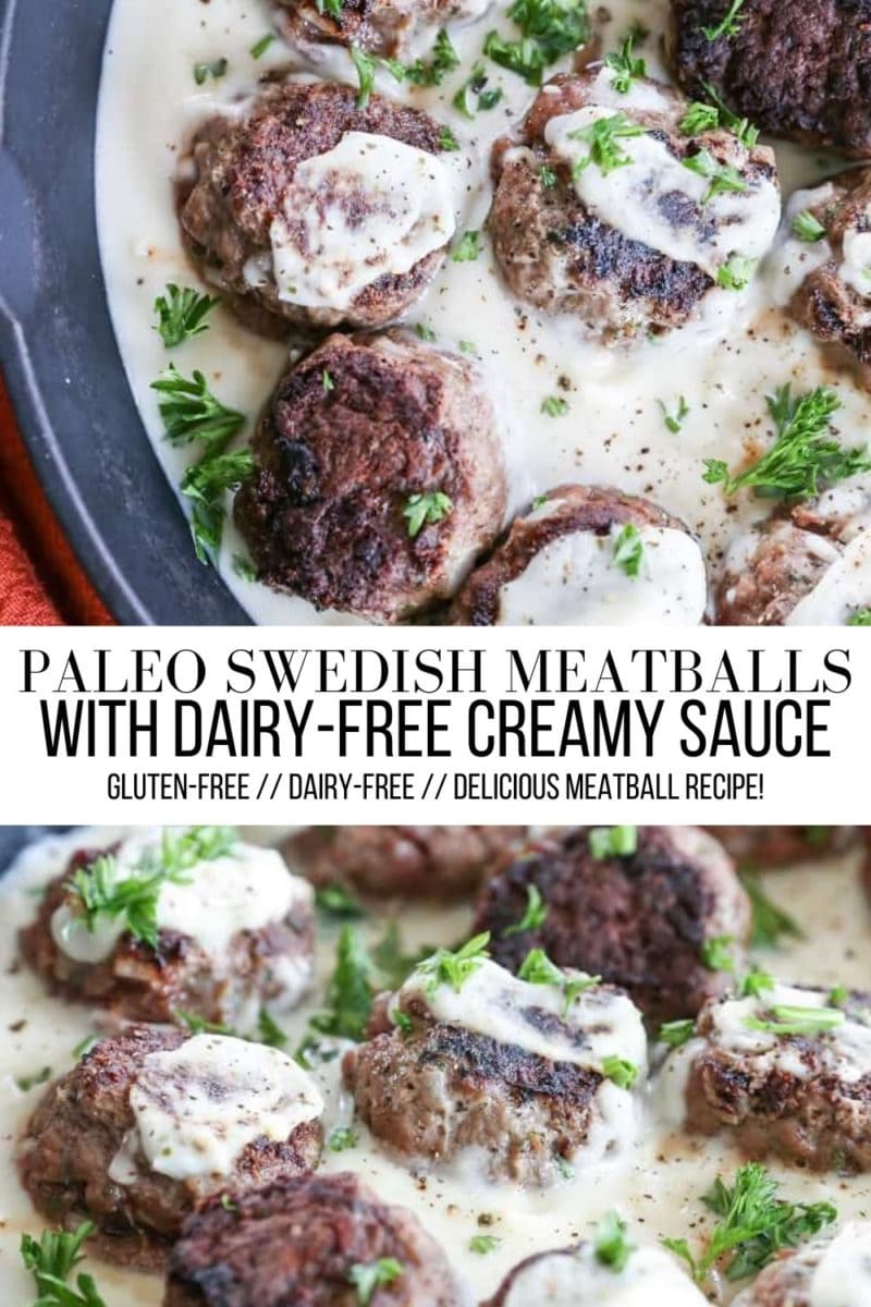 Paleo Swedish Meatballs with creamy cauliflower sauce - grain-free, dairy-free, keto, whole30, and delicious!