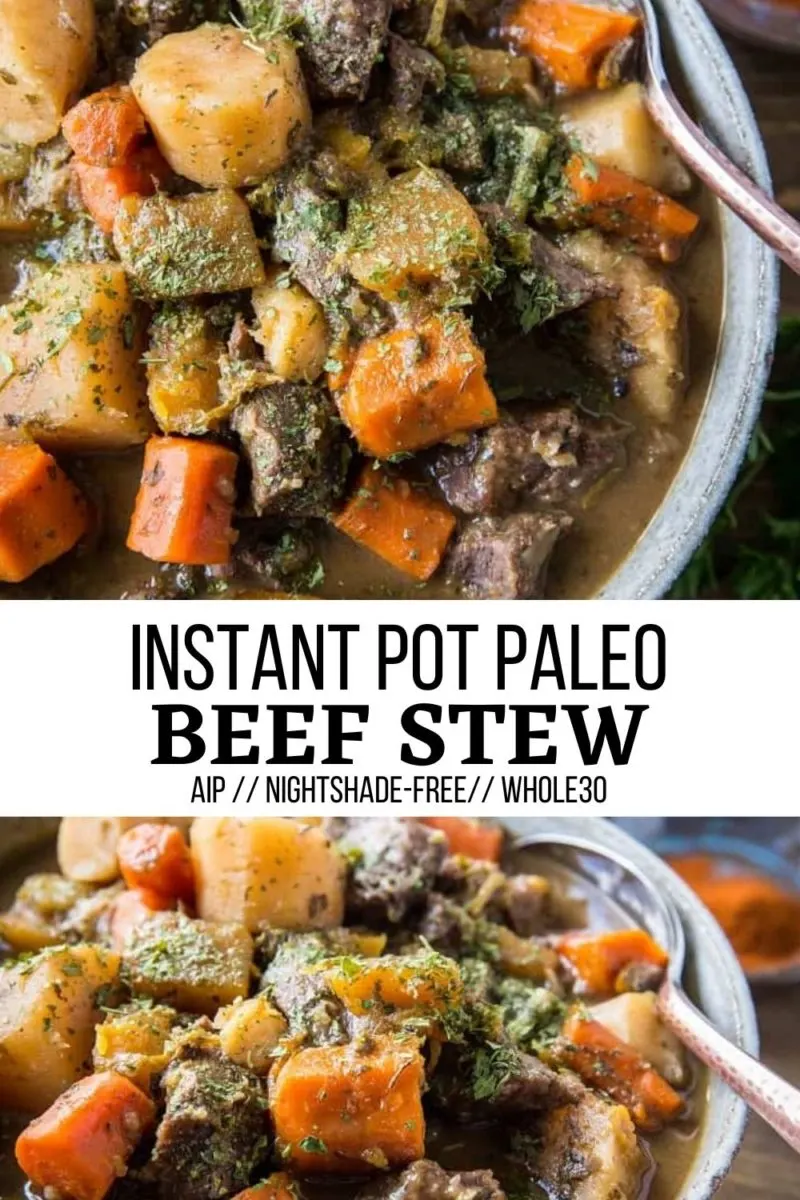 Instant Pot Paleo Beef Stew with slow cooker instructions - gluten-free, nightshade-free, AIP, and paleo!