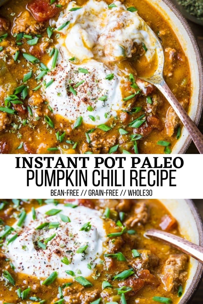 instant pot paleo pumpkin chili collage