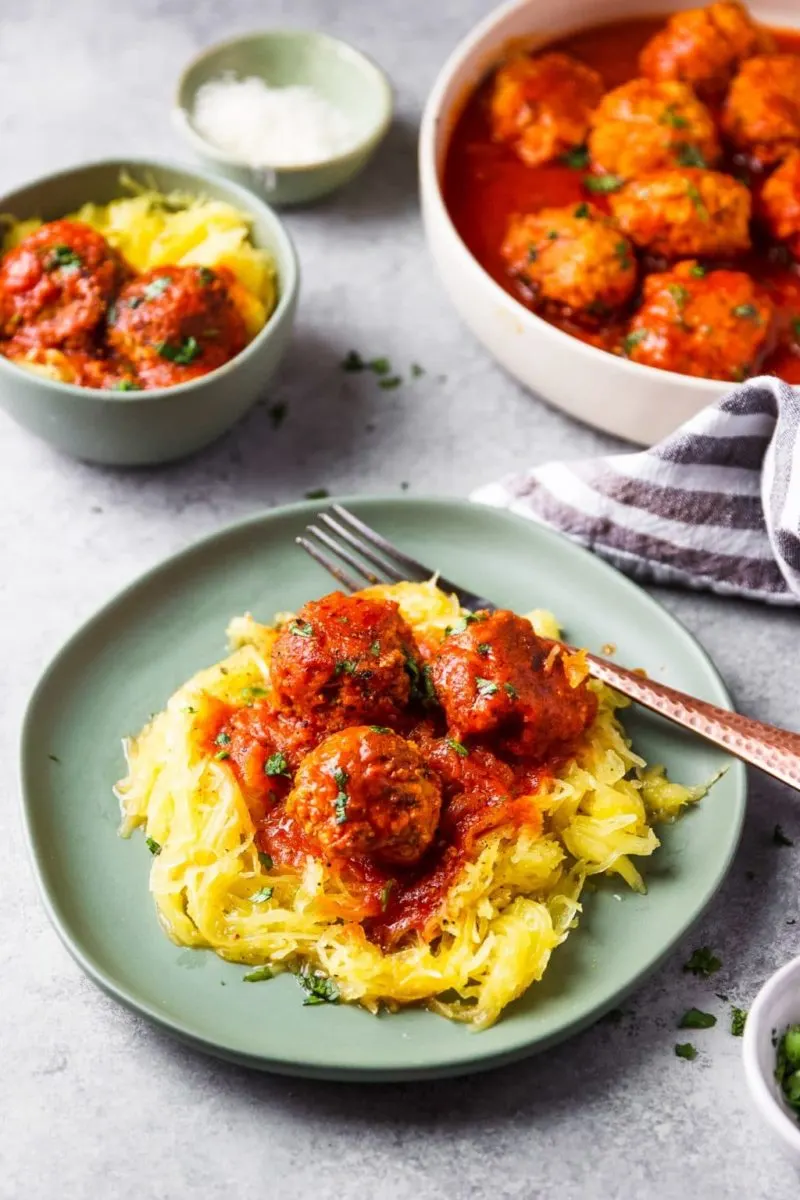 Instant Pot Turkey Meatballs with Spaghetti Squash