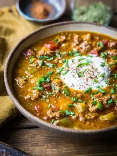 Instant Pot Paleo Pumpkin Chili - quick, easy, flavorful healthy pumpkin chili perfect for the fall months. | TheRoastedRoot.net #paleo #primal #instantpot #lowcarb #pressurecooker