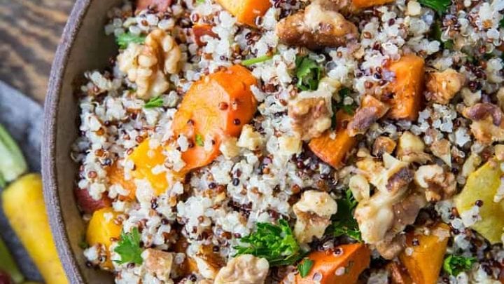Roasted Winter Vegetable Quinoa Salad with Cider Vinaigrette - The
