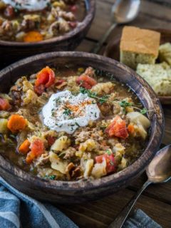 Instant Pot Cabbage and Sausage Stew (with a slow cooker method!) - paleo, Whole30, and healthy | TheRoastedRoot.net