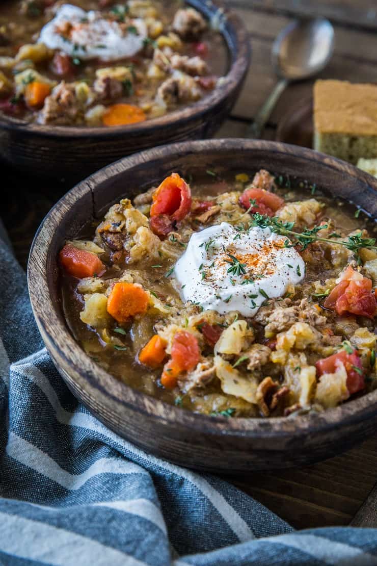 Instant Pot Cabbage and Sausage Stew (with a slow cooker method!) - paleo, Whole30, and healthy | TheRoastedRoot.net