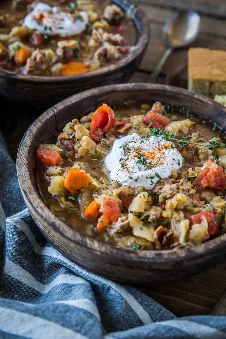 Instant Pot Cabbage and Sausage Stew (with a slow cooker method!) - paleo, Whole30, and healthy | TheRoastedRoot.net