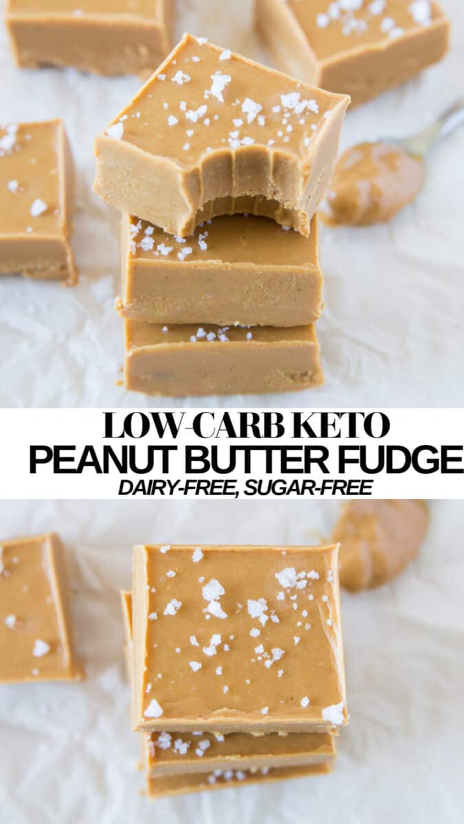 Low-Carb Keto Peanut Butter Fudge - dairy-free, refined sugar-free, healthy fudge recipe - a healthy no-bake dessert!