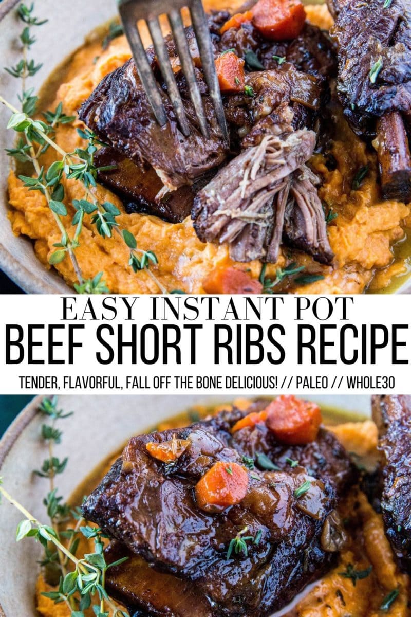 Instant Pot Paleo Short Ribs with a slow cooker option. Whole30 compliant, tender, delicious amazing short ribs!