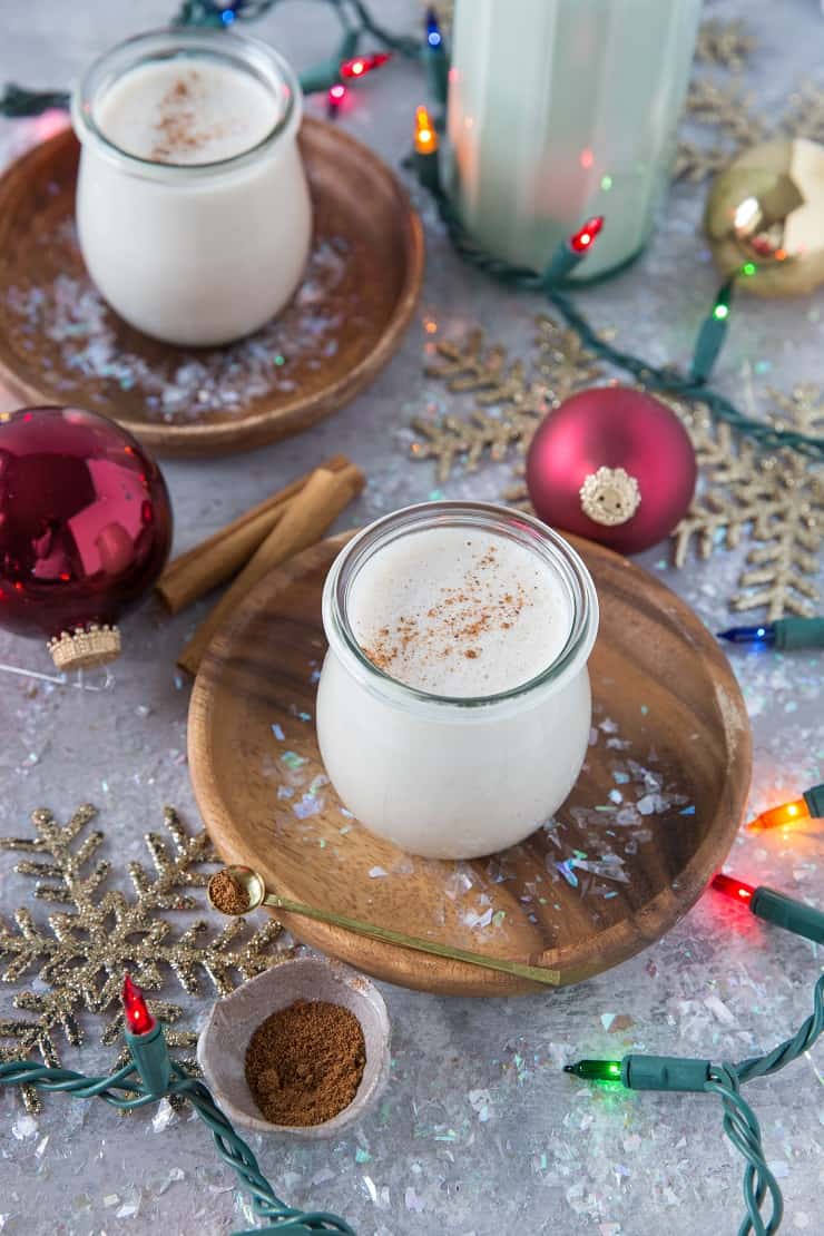The BEST Vegan Eggnog! - dairy-free, naturally sweetened, paleo, and plant-based. An easy goof-proof recipe. | TheRoastedRoot.net #drinks #holiday