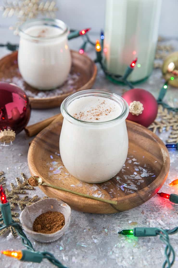 The BEST Vegan Eggnog! - dairy-free, naturally sweetened, paleo, and plant-based. An easy goof-proof recipe. | TheRoastedRoot.net #drinks #holiday