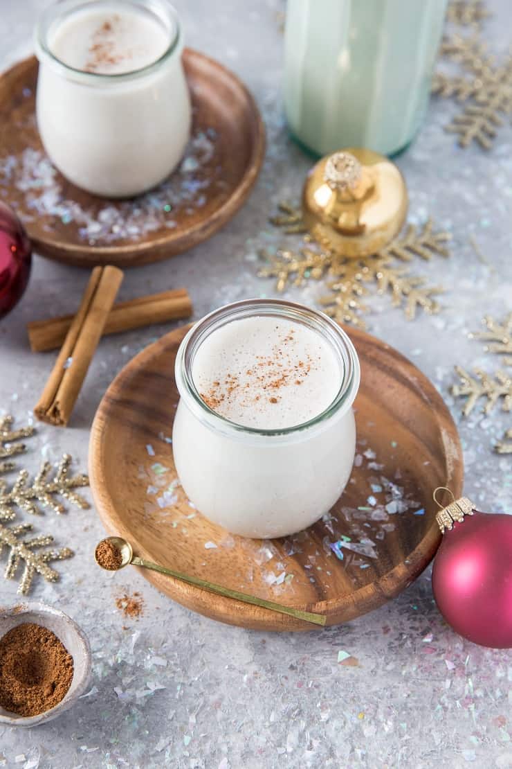 The BEST Vegan Eggnog! - dairy-free, naturally sweetened, paleo, and plant-based. An easy goof-proof recipe. | TheRoastedRoot.net #drinks #holiday