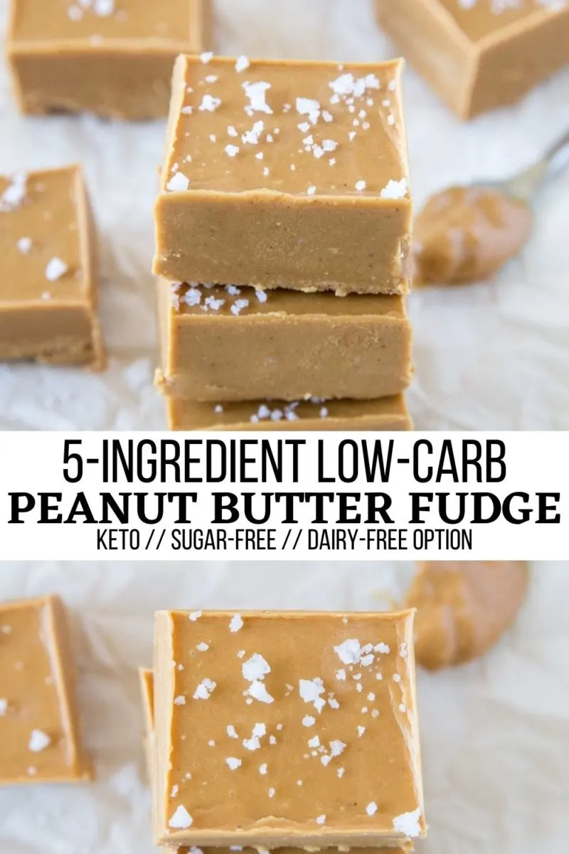 5-Ingredient Low-Carb Peanut Butter Fudge - an easy fudge recipe perfect for sharing and gift giving.