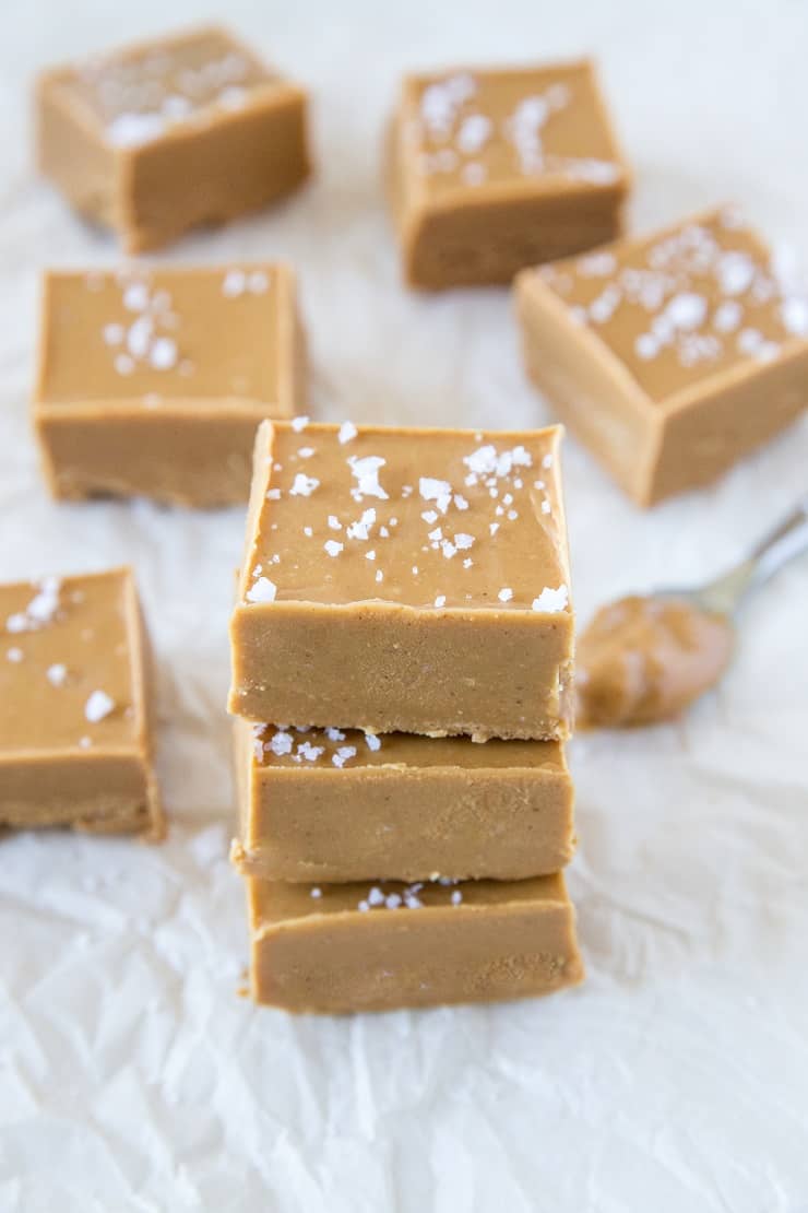 3-Ingredient Low-Carb Peanut Butter Fudge - a super simple fudge recipe with no added sugar for a healthier dessert | TheRoastedRoot.com