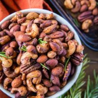 Maple Rosemary Roasted Nuts - refined sugar-free, vegan, paleo, and healthy! | TheRoastedRoot.net