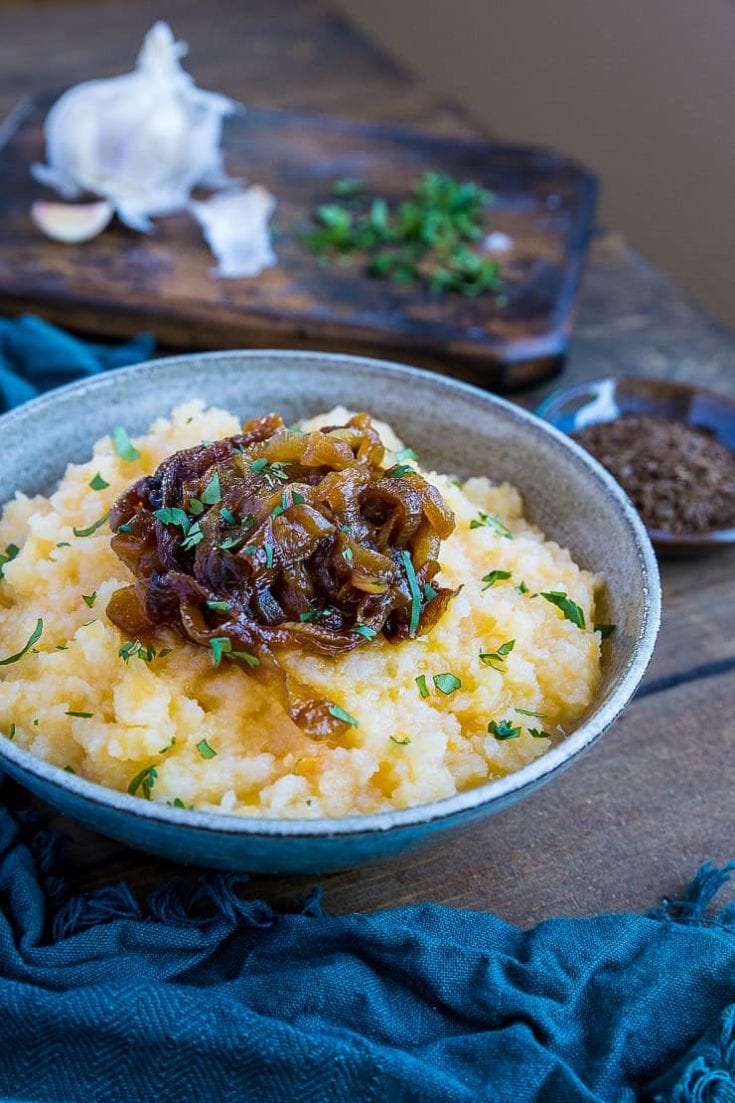 Creamy Mashed Rutabaga with Caramelized Onions - The Roasted Root