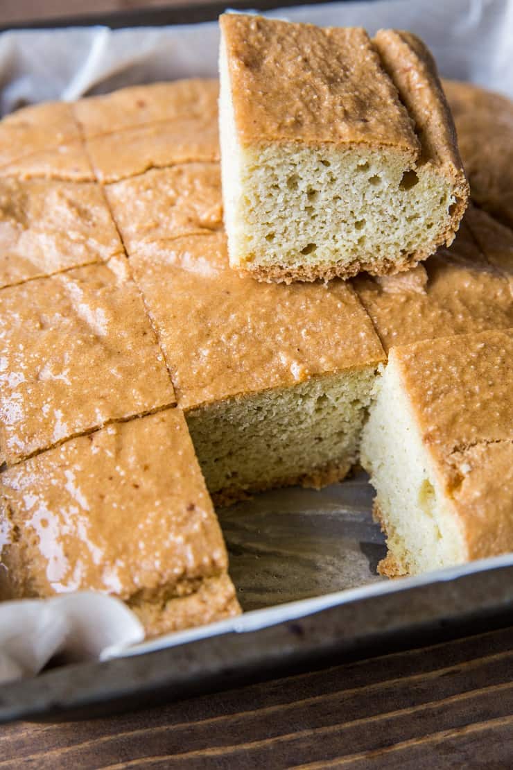 Paleo Cornbread (with a Keto Option) - Fluffy, moist "cornbread" made with almond flour for a low-carb bread option. | TheRoastedRoot.net #glutenfree #keto #grainfree