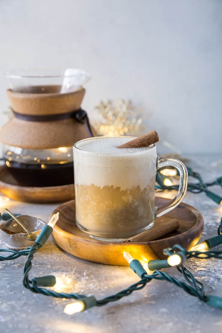 Paleo Eggnog Latte - dairy-free, refined sugar-free, vegan, and delicious! | TheRoastedRoot.com