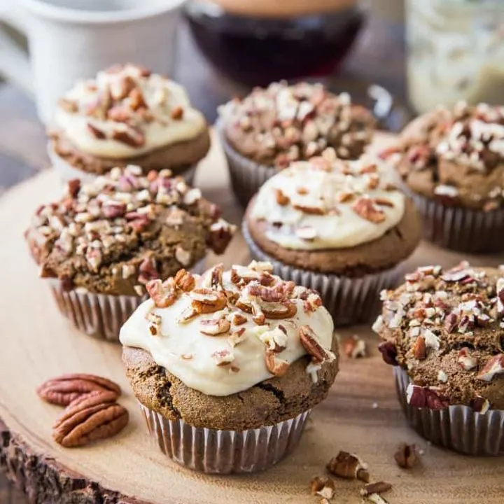 Paleo Gingerbread Muffins with Dairy-Free Cream Cheese Frosting - grain-free, refined sugar-free, healthy and delicious! | TheRoastedRoot.net #glutenfree