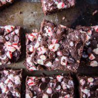 Grain-Free Peppermint Vegan Brownies - made with almond flour, almond butter, coconut oil, coconut sugar, etc. A healthy vegan brownie recipe | TheRoastedRoot.net