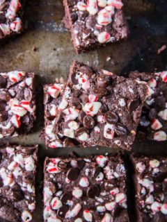 Grain-Free Peppermint Vegan Brownies - made with almond flour, almond butter, coconut oil, coconut sugar, etc. A healthy vegan brownie recipe | TheRoastedRoot.net