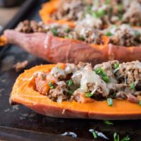 Taco-Stuffed Sweet Potatoes - an easy, healthy dinner recipe | TheRoastedRoot.net #glutenfree