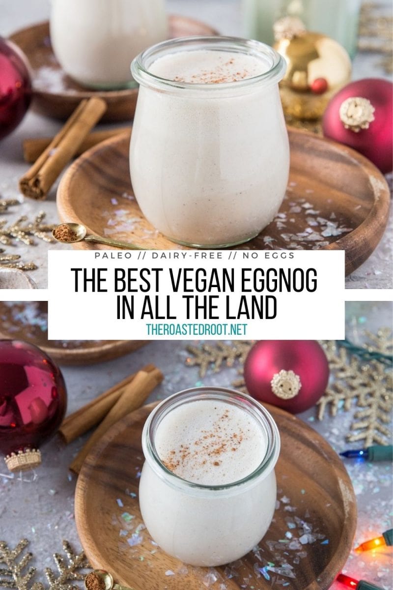 The BEST Vegan Eggnog Recipe made without eggs! Dairy-free, paleo, thick, creamy, amazing easy eggnog recipe perfect for sharing during the holidays
