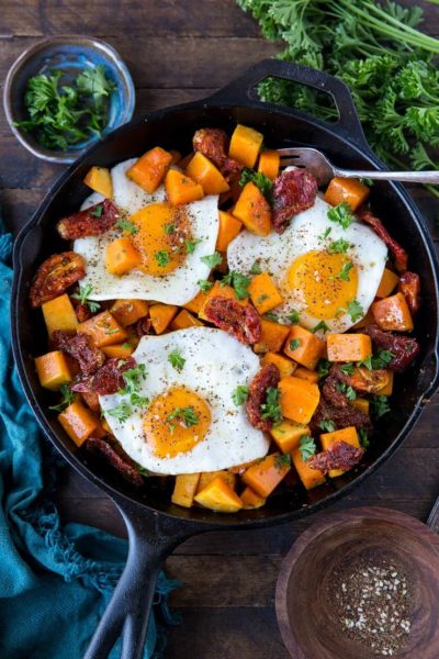 Butternut Squash & Bacon Hash with Sun-Dried Tomatoes - The Roasted Root