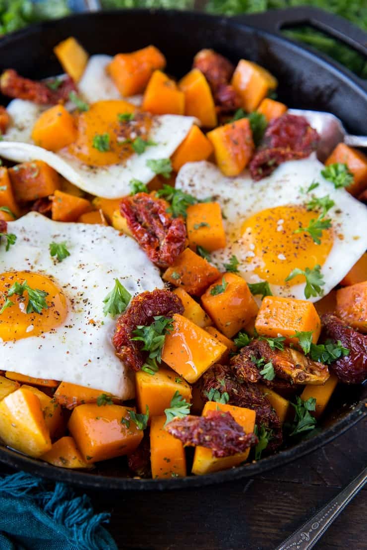 Butternut Squash & Bacon Hash with Sun-Dried Tomatoes - The Roasted Root