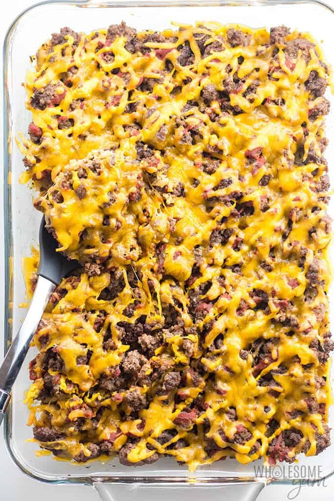 Low-Carb Cheeseburger Casserole + 65 Keto Recipes | TheRoastedRoot.net #lowcarb #keto