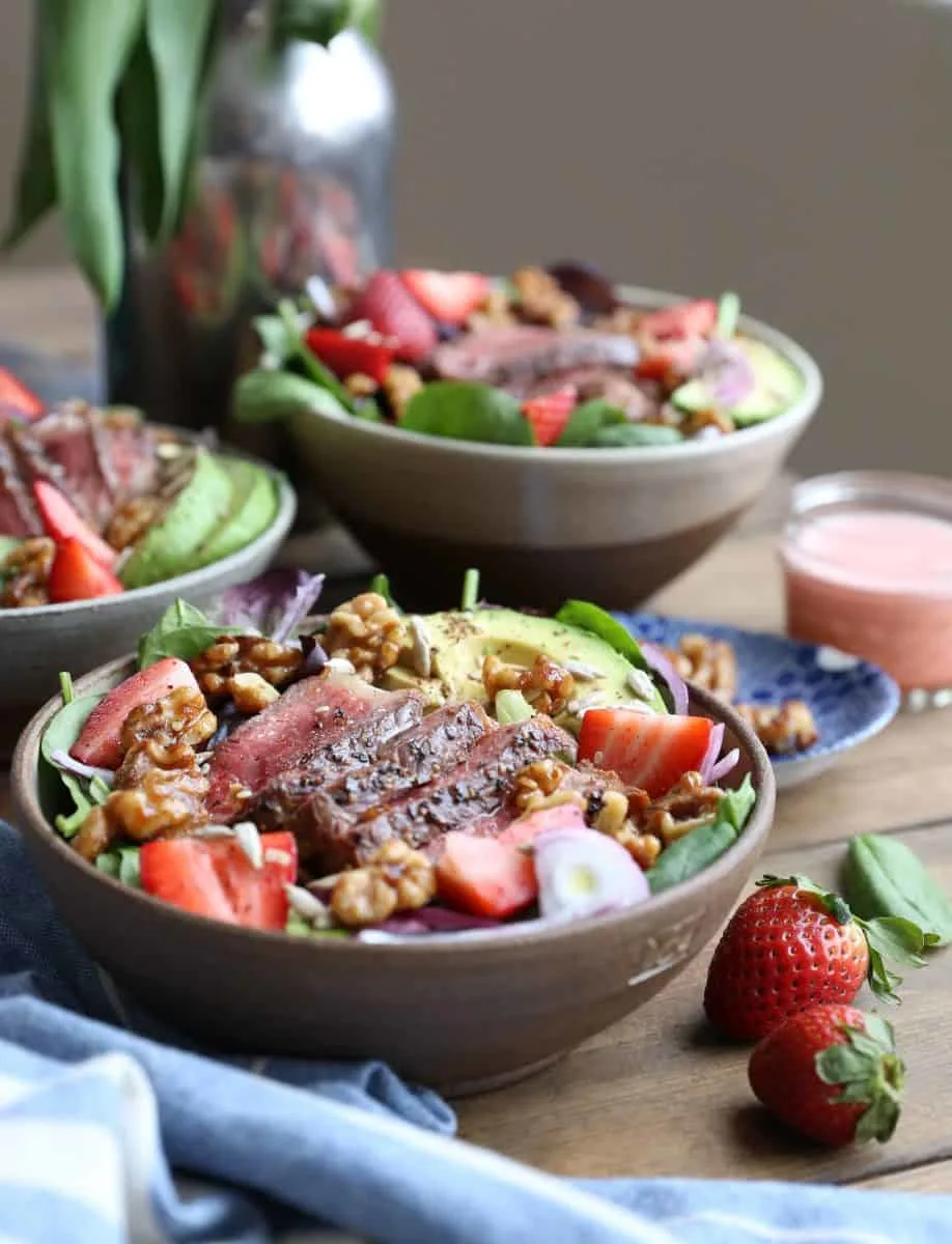 Steak Strawberry Salad from Paleo Power Bowls, by Julia Mueller