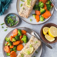 Almond Crusted Salmon - a quick, easy, delicious crispy salmon recipe requiring only a few basic ingredients. This crusted salmon is Paleo, Whole30, Keto, and delicious! | TheRoastedRoot.net