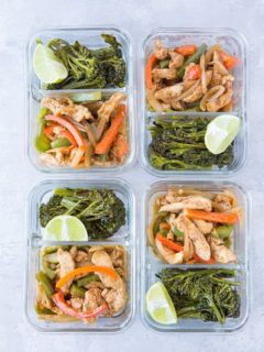 Chicken Fajita Meal Prep Bowls with Roasted Broccolini | keto, low-carb, paleo, gluten-free, and healthy, these bowls are so easy to make. | TheRoastedRoot.net