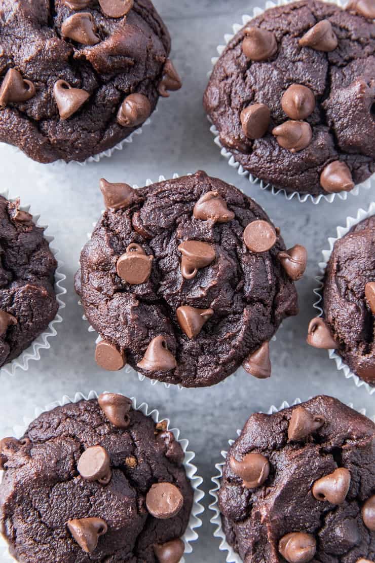 paleo double chocolate banana bread muffins