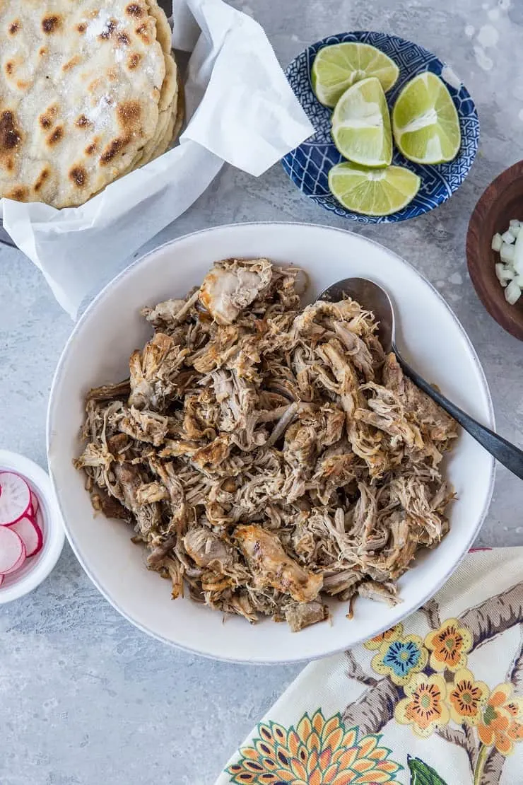 Instant Pot Carnitas - a quick and simple recipe for restaurant-style carnitas! | TheRoastedRoot.com #paleo #keto #whole30