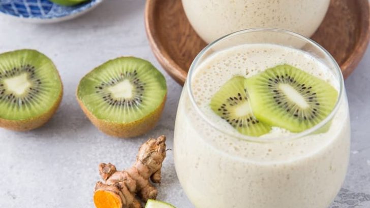 Turmeric Kiwi Protein Smoothie | TheRoastedRoot.net